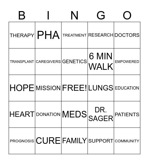 PHA Bingo Card