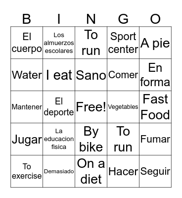 Healthy Living Bingo Card