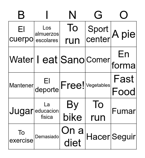 Healthy Living Bingo Card