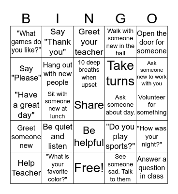 Lion Skills Bingo Card