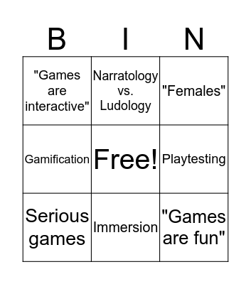 GAME STUDIES CONFERENCE BINGO Card