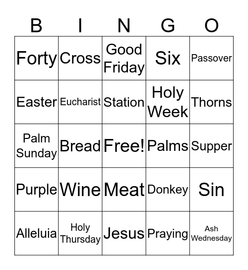 Lent Bingo Card