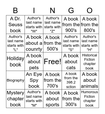 Library Bingo Card