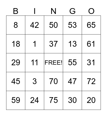 Christmas Bingo Card