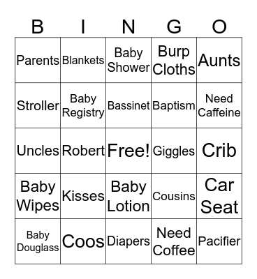 Baby Douglass Bingo Card