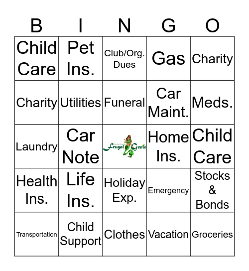 Frugal Genie Bingo Card