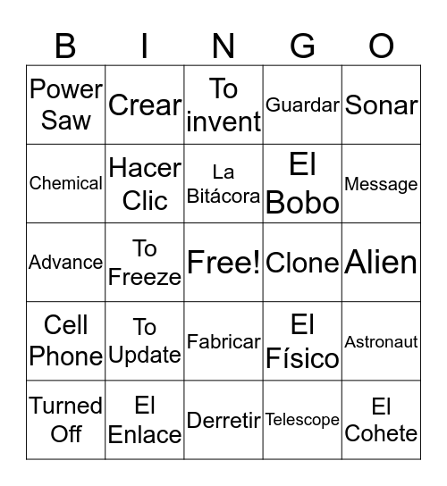 Spanglish #2 Bingo Card