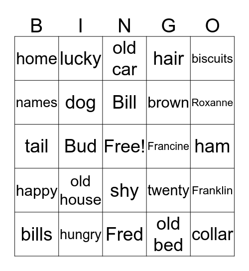 The Old Woman Who Named Things Bingo Card