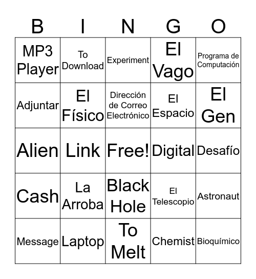 Vocabulario De Unidad #2 Bingo Card