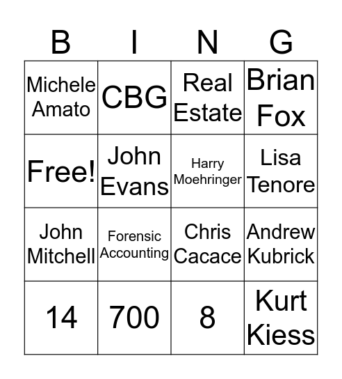Marks Paneth Bingo Card