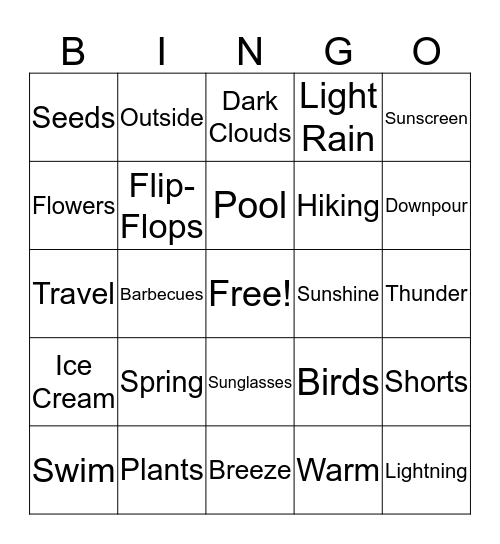 Signs of Spring Bingo Card