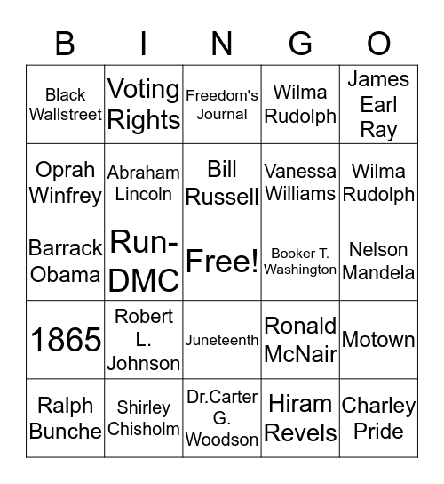 Black History Bingo Card