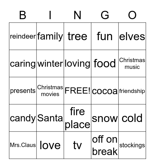 CHRISTMAS BINGO Card