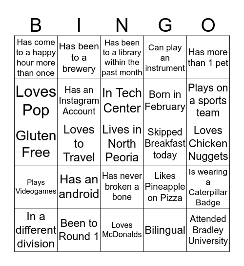 YP Happy Hour Bingo Card