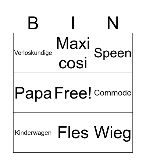 Baby Bingo Card