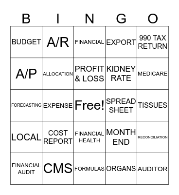 Finance Bingo Card