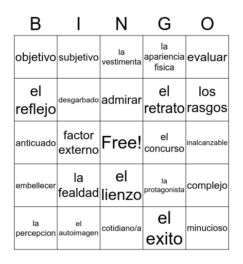 Unidad 3 - Spanish 3 Bingo Card