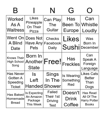 Find Someone Who...BINGO! Bingo Card
