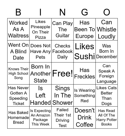 Find Someone Who...BINGO! Bingo Card