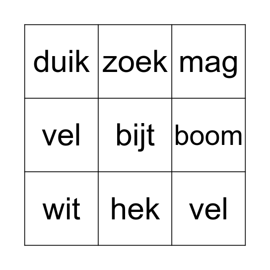 woorden na thema 4 Bingo Card