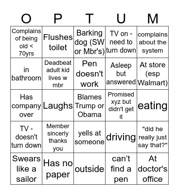 Social Work Phone Bingo Card