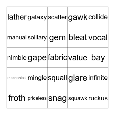 WordMaster Bingo Card