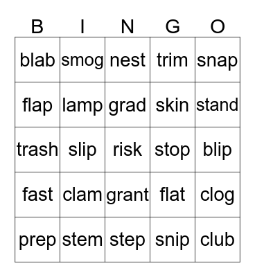Blends Bingo Card