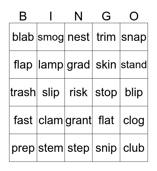 Blends Bingo Card
