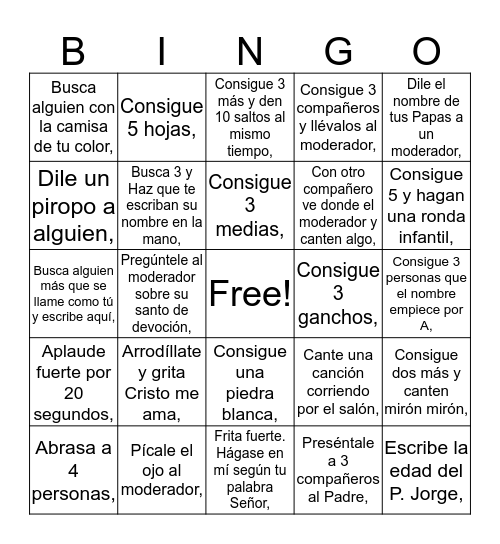BINGO DE LA ALEGRÍA Bingo Card