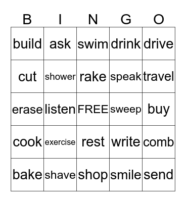 What will I do today? Bingo Card