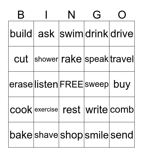 What will I do today? Bingo Card