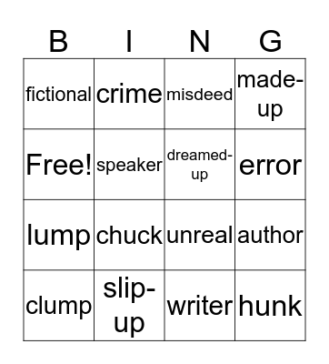 Vocabulary Bingo Card