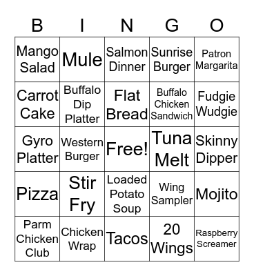 On Tap Grille & Bar Bingo Card