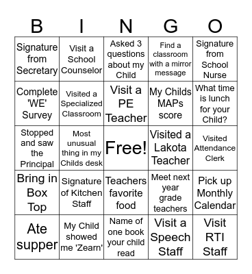 Wolf Creek PreK-2  Bingo Card