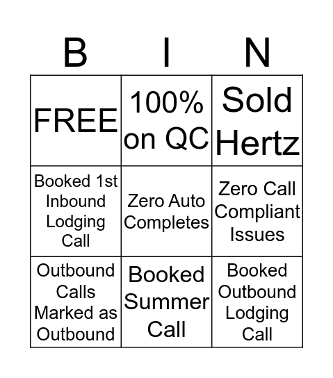 96 Hour Bingo Card