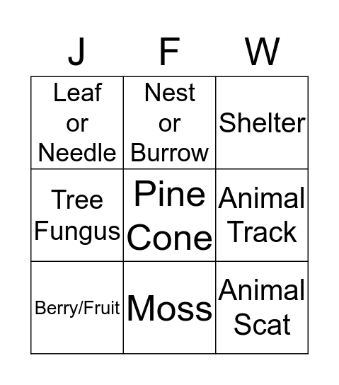 Winter Scavenger Bingo Card