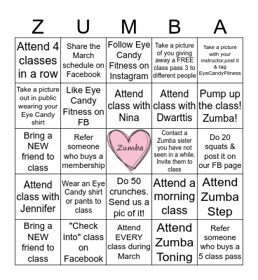 Eye Candy Fitness          MARCH MADNESS Bingo Card