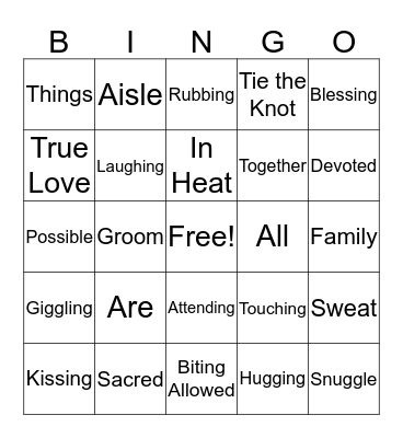Loretta's Bridal Shower Bingo Card