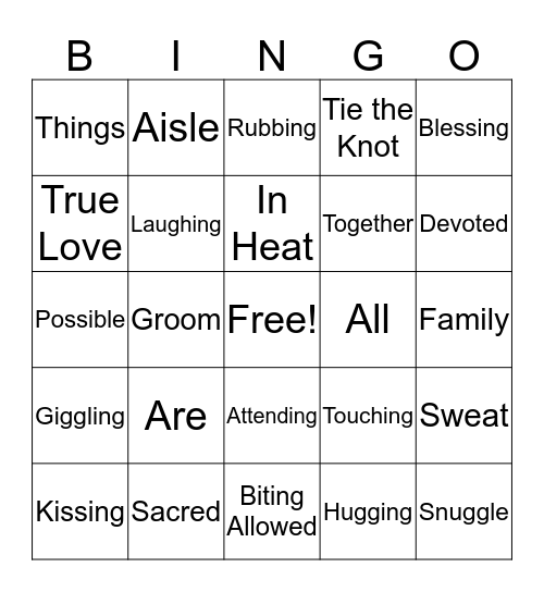 Loretta's Bridal Shower Bingo Card