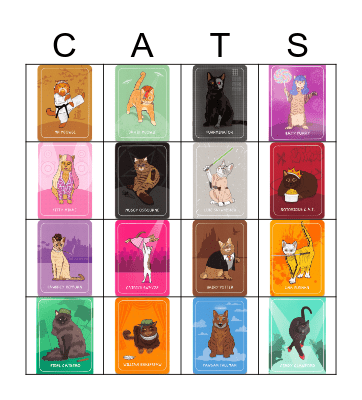 Celebrity Cat Bingo Card