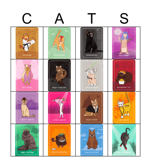 Celebrity Cat Bingo Card