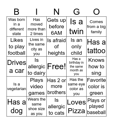 ICEBREAKER BINGO Card