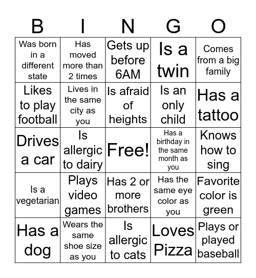 ICEBREAKER BINGO Card