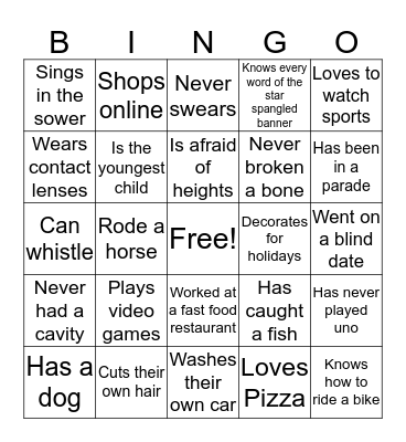 ICEBREAKER BINGO Card