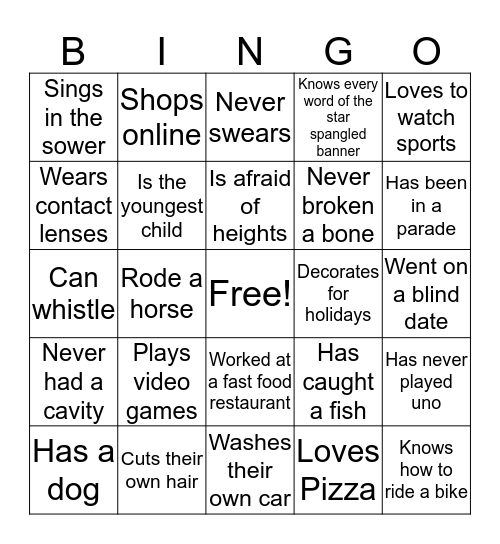 ICEBREAKER BINGO Card