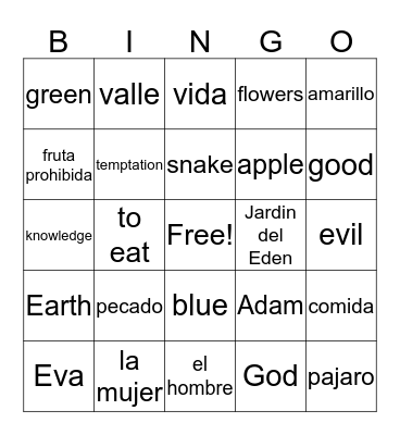 Adam and Eve BINGO Card