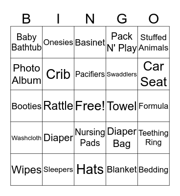 Kaison's Baby Shower Bingo Card