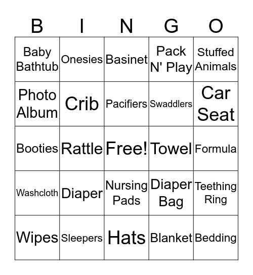 Kaison's Baby Shower Bingo Card