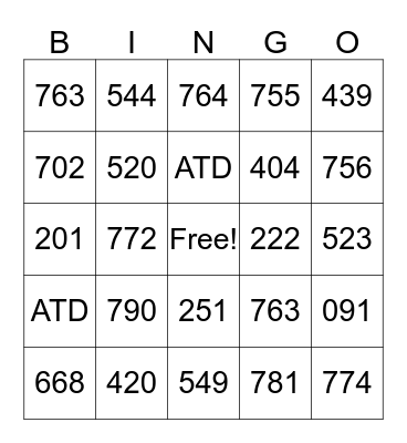 Thanksgiving Bingo Card