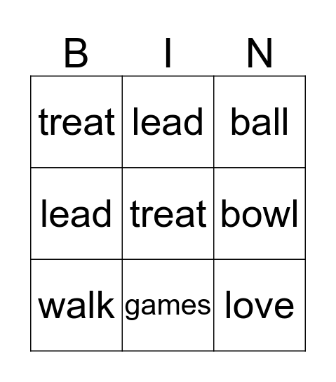 Dogs Bingo Card